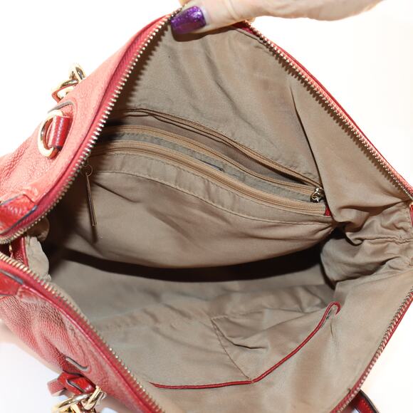 Rowallan of Scotland Red Pebbled Leather Satchel Tote w/ Crossbody Strap - Picture 7 of 7